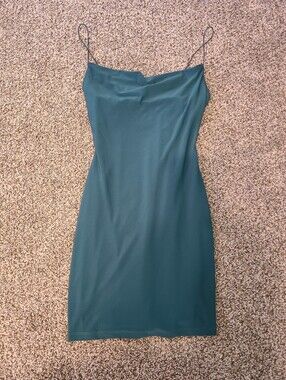 B Darlin Teal Cowl Neck Mini Slip Dress Size Small